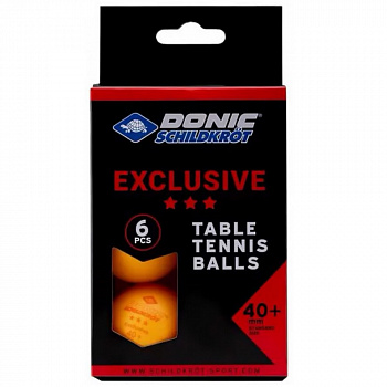 Мячи для настольного тенниса Donic Schildkrot 3* Exclusive, 6 шт, оранжевые