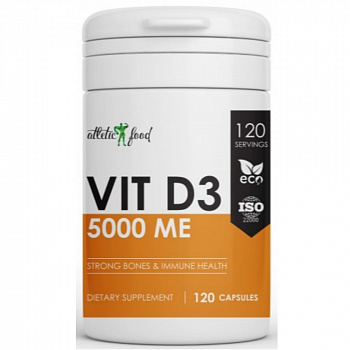 Витамин D3 ATHLETIC FOOD Vitamin D3 5000 ME, 120 капсул