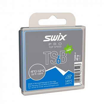 Парафин SWIX TS06 Black, -6/-12C, 40g