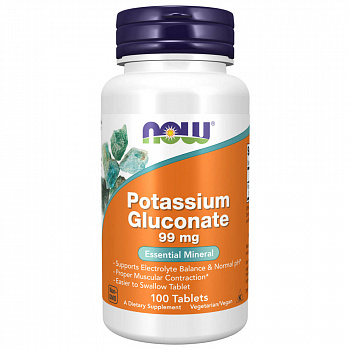 Глюконат калия 99 мг NOW Potassium Gluconate 99 мг, 100 таблеток